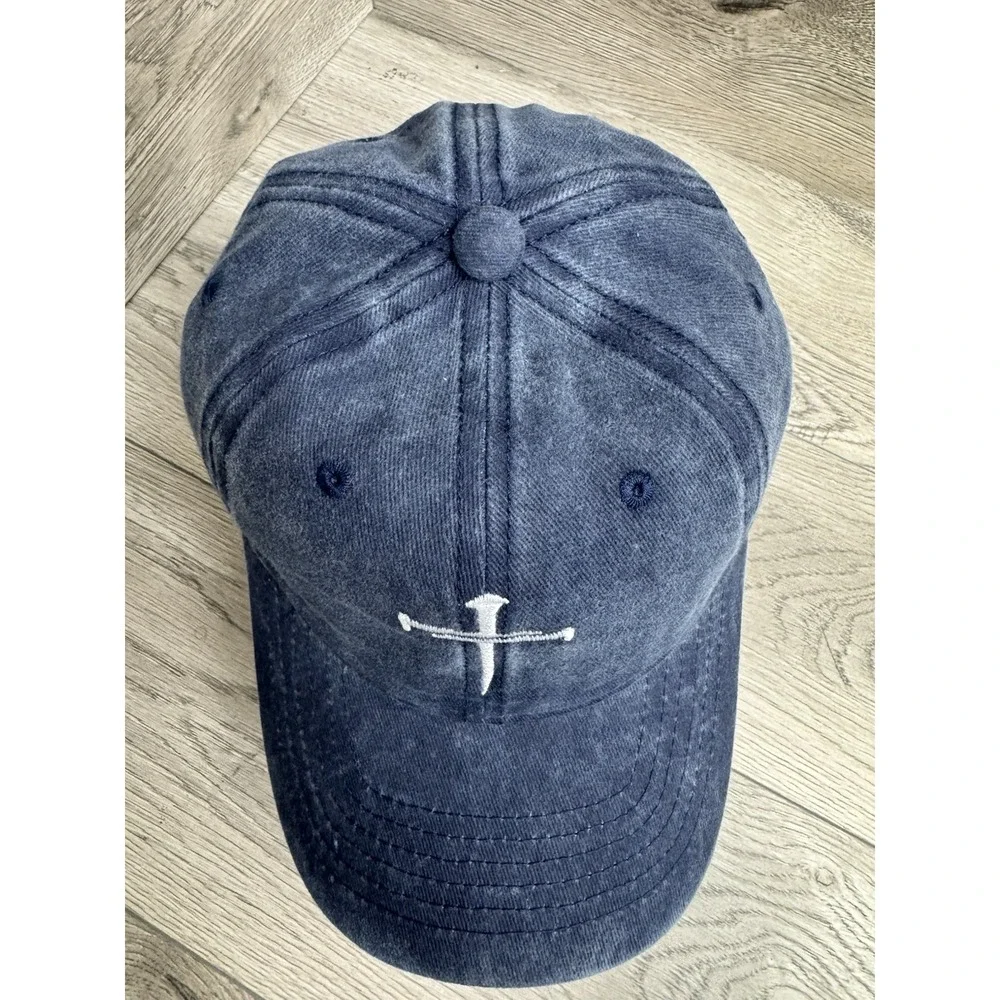 Christan Jesus Cross Church Religious Ball Cap Hat Embroidered One Size Navy NEW